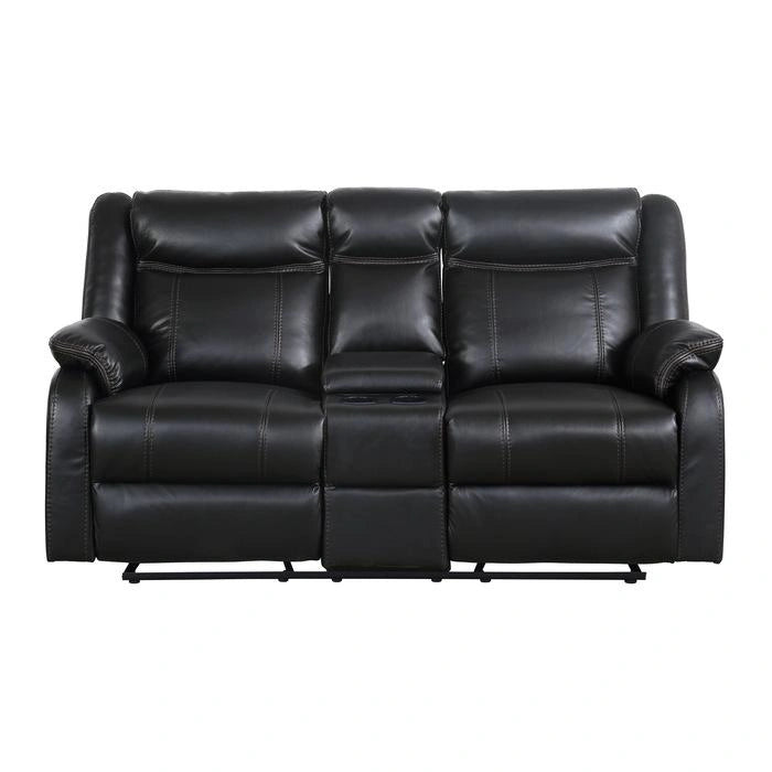 Jude Double Glider Recliner Loveseat in Black 8201BLK-2
