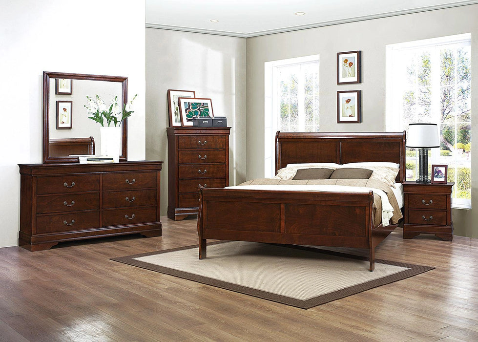 Mayville Queen Sleigh Bed in Brown Cherry - Furniture Max (Falls Church,VA) *