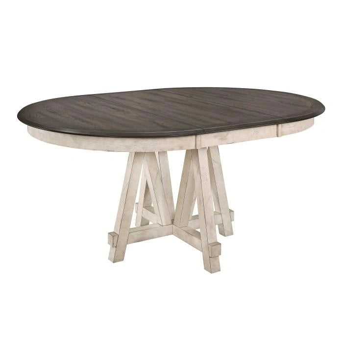 Clover Round Dining Table in White and Gray 5656-66*