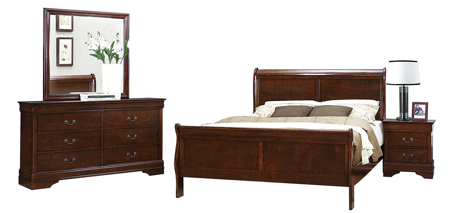 Mayville Queen Sleigh Bed in Brown Cherry - Furniture Max (Falls Church,VA) *
