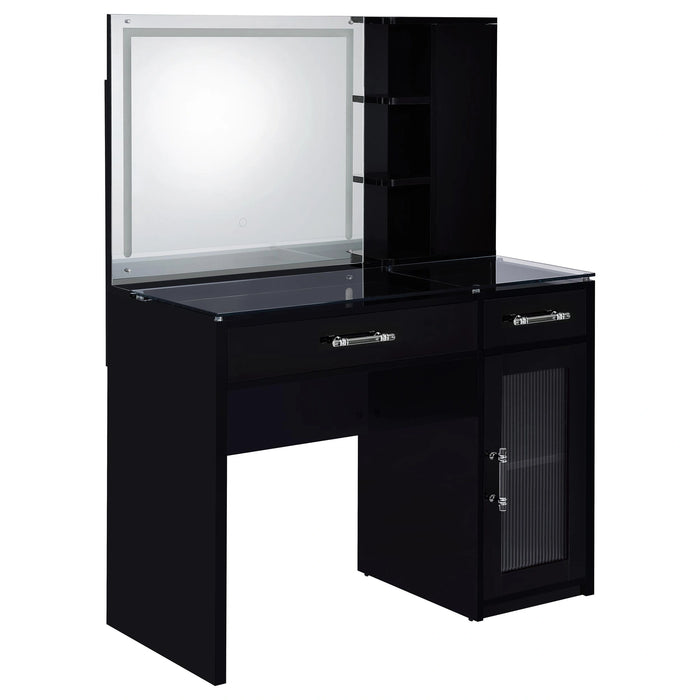 Flora Makeup Vanity Table with LED Mirror and Stool Set