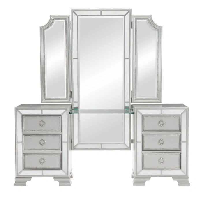 Avondale Vanity Dresser with Mirror in Silver 1646-15