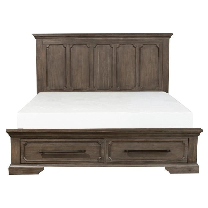 Taulon Queen Platform Bed with Footboard Storage in Dark Oak 5438-1*