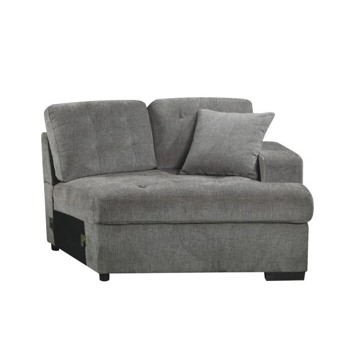 Logansport Right Side Cuddler with 1 Pillow in Gray 9401GRY-RU