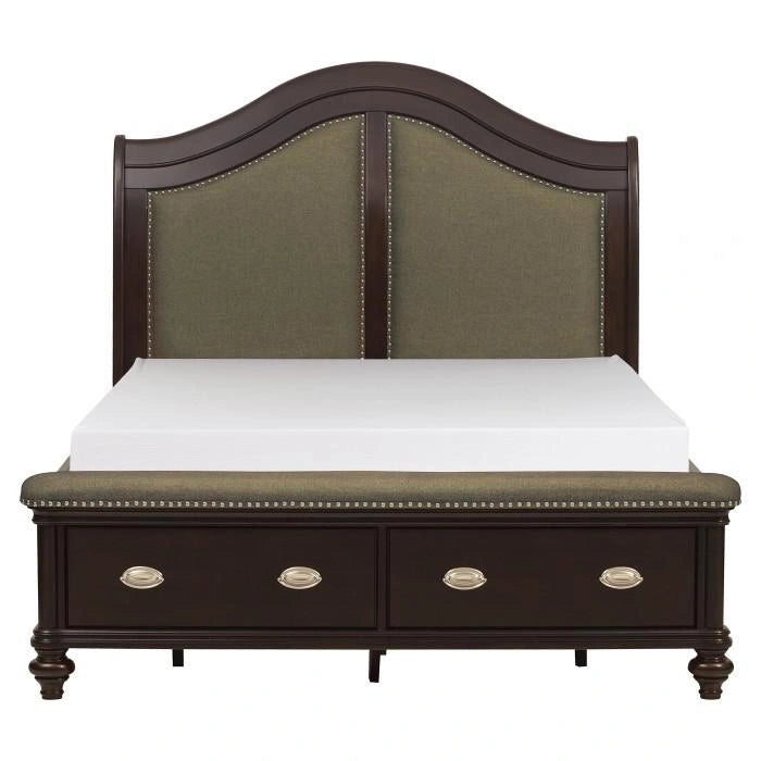 Marston Queen Sleigh Storage Bed in Dark Cherry 2615DC-1