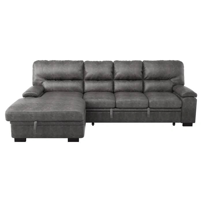 Michigan Sectional with Pull Out Bed and Left Chaise in Dark Gray