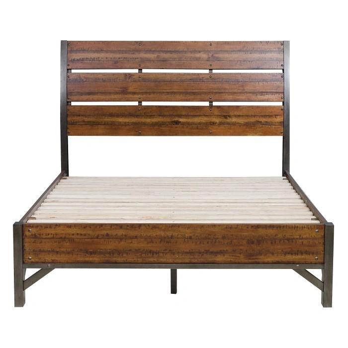 Holverson King Platform Bed in Rustic Brown & Gunmetal 1715K-1EK*