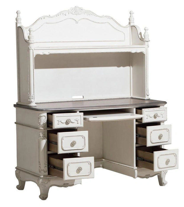 Cinderella Writing Desk in Antique White with Grey Rub-Through