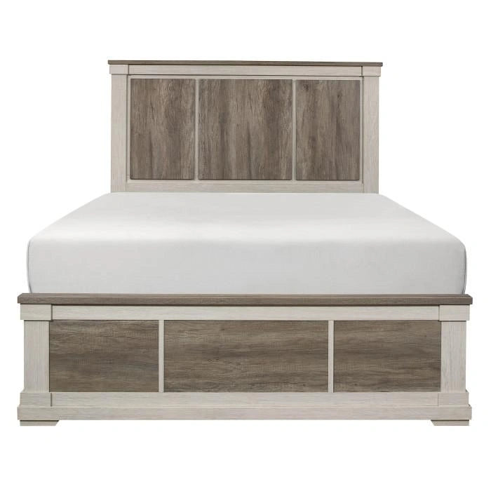 Arcadia Queen Panel Bed in White & Weathered Gray 1677-1*