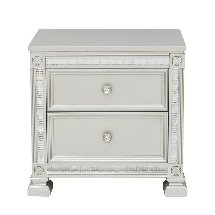 Bevelle 2 Drawer Nightstand in Silver 1958-4