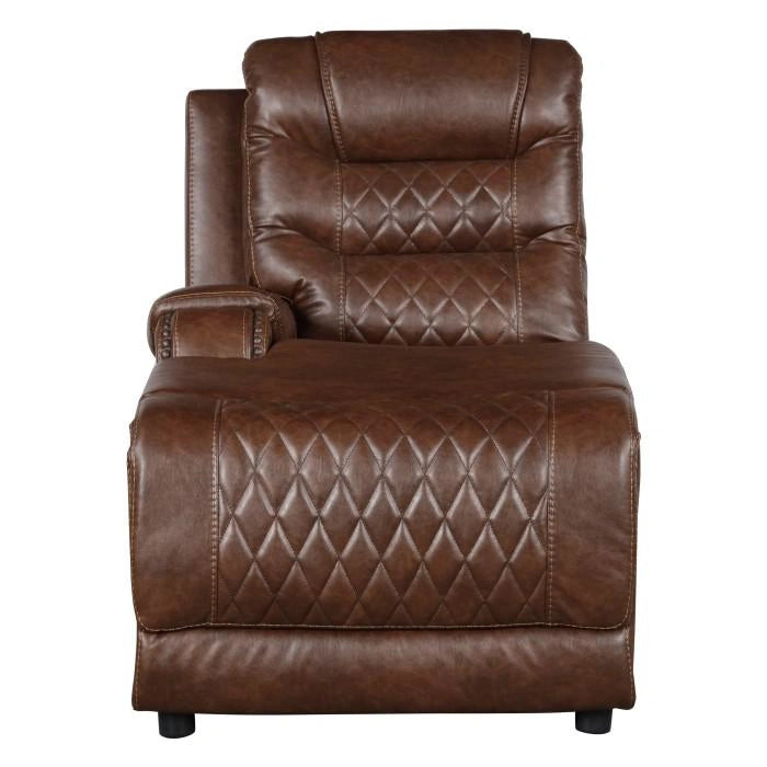 Putnam Power Left Side Reclining Chaise with USB Port in Brown 9405BR-LCPW