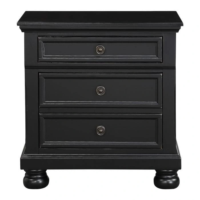 Laurelin 3 Drawer Nightstand in Black 1714BK-4
