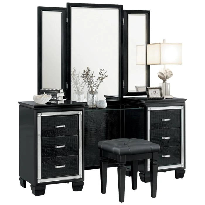 Allura Vanity Dresser with Mirror in Black 1916BK-15*