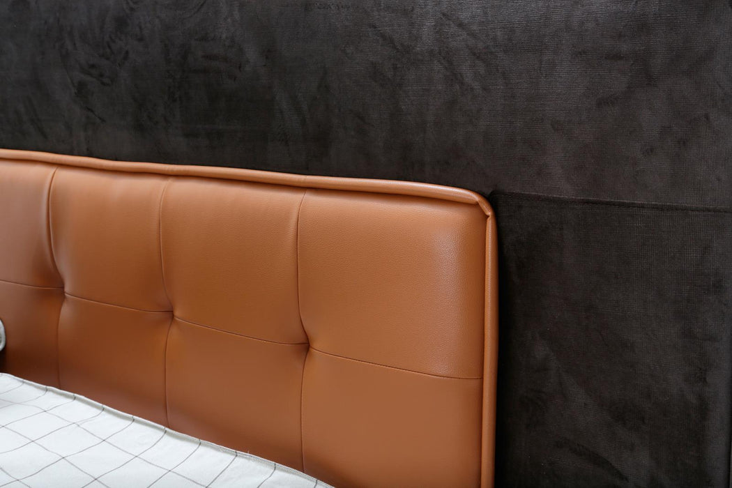 21 Cosmopolitan California King Upholstered Tufted Bed in Orange/Umber - Furniture Max (Falls Church,VA) *