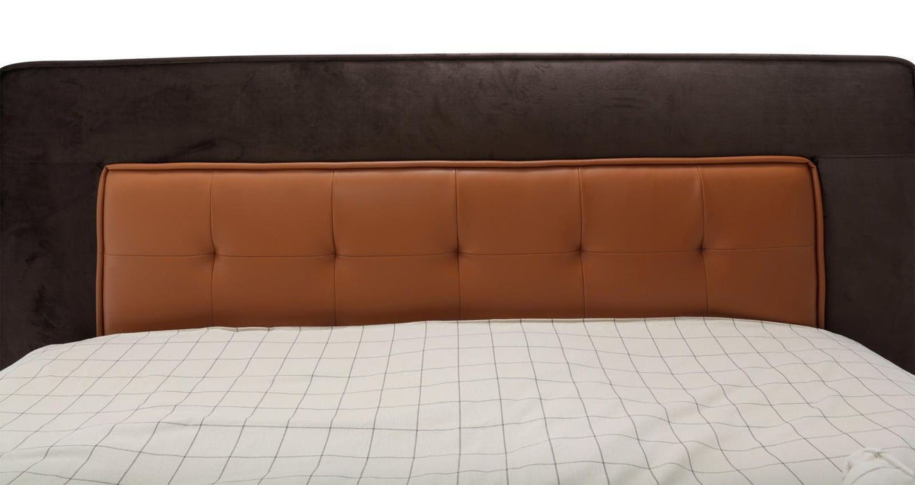 21 Cosmopolitan California King Upholstered Tufted Bed in Orange/Umber - Furniture Max (Falls Church,VA) *