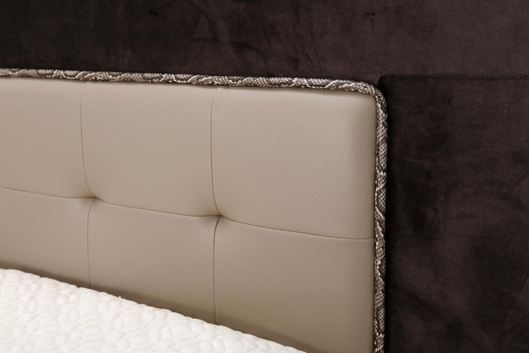 21 Cosmopolitan California King Upholstered Tufted Bed in Taupe/Umber - Furniture Max (Falls Church,VA) *