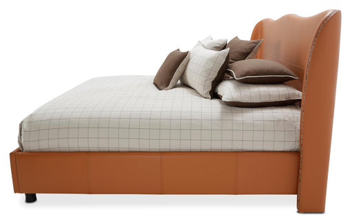 21 Cosmopolitan Eastern King Upholstered Wing Bed in Orange - Furniture Max (Falls Church,VA) *