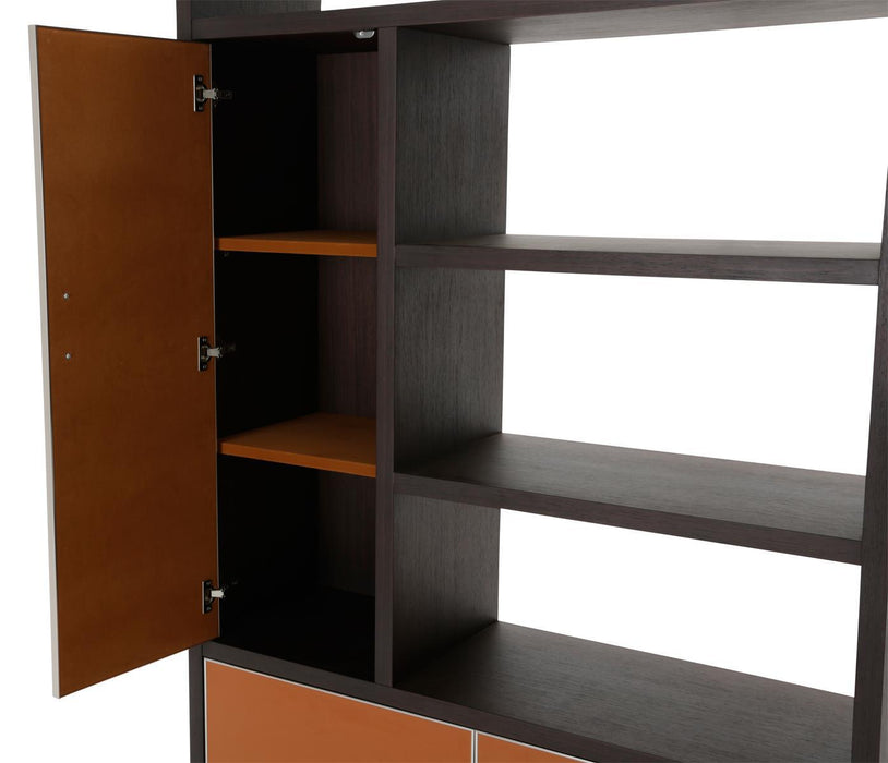 21 Cosmopolitan Left Bookcase in Umber/Orange - Furniture Max (Falls Church,VA) *