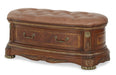 Cortina Leather Bedside Bench in Honey Walnut - Furniture Max (Falls Church,VA) *
