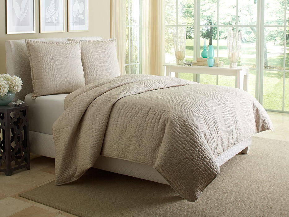Dash 3-pc King Coverlet Set in Natural - Furniture Max (Falls Church,VA) *