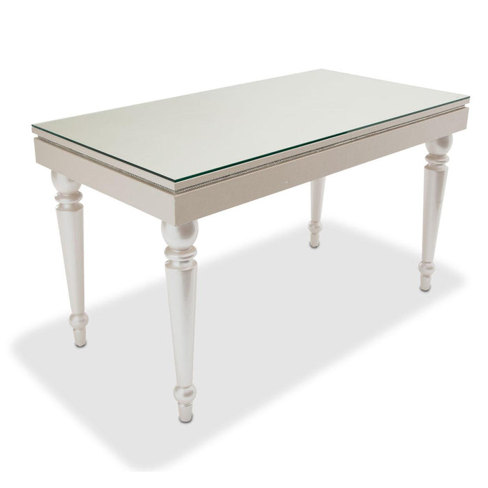 Glimmering Heights 2pc Writing Desk w/Glass Top in Ivory - Furniture Max (Falls Church,VA) *