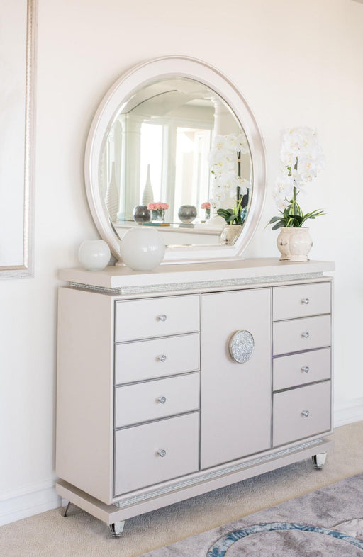 Glimmering Heights Upholstered Dresser in Ivory - Furniture Max (Falls Church,VA) *