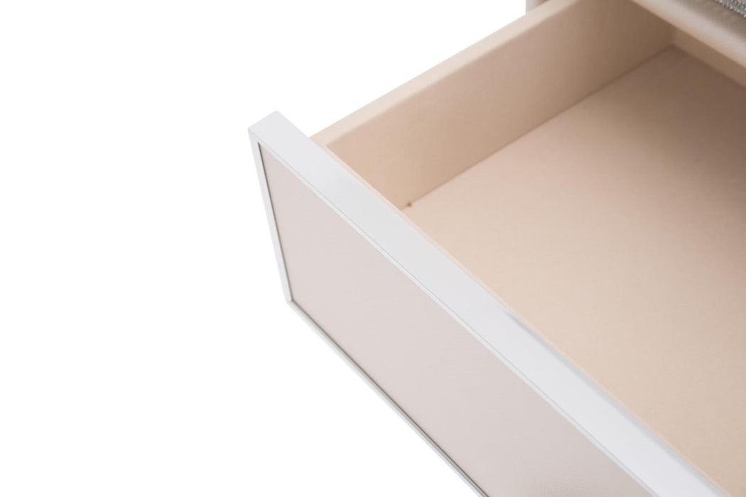 Glimmering Heights Upholstered Nightstand in Ivory - Furniture Max (Falls Church,VA) *