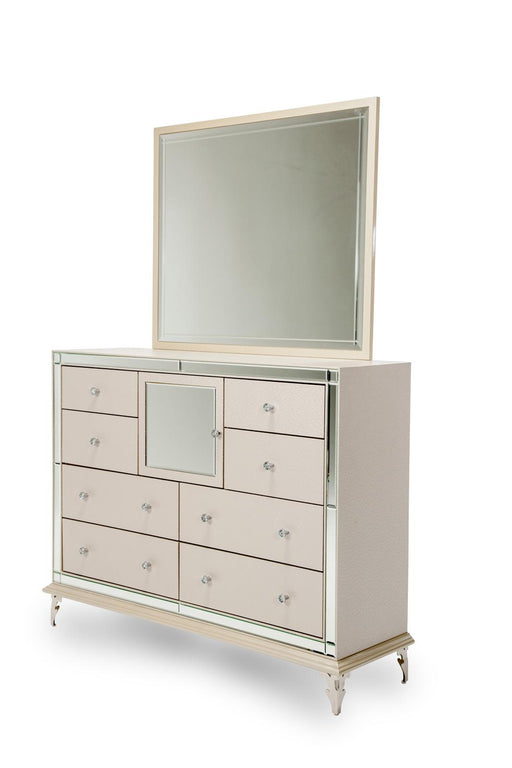 Hollywood Loft Rectangular Dresser Mirror in Frost - Furniture Max (Falls Church,VA) *