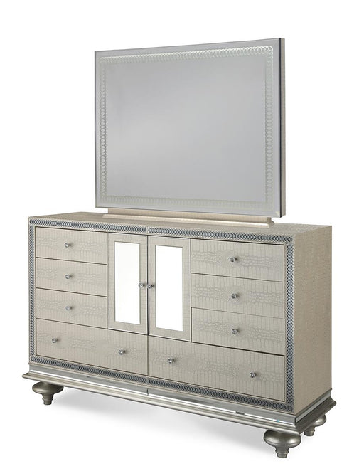 Hollywood Swank Rectangular Dresser Mirror in Crystal Croc - Furniture Max (Falls Church,VA) *