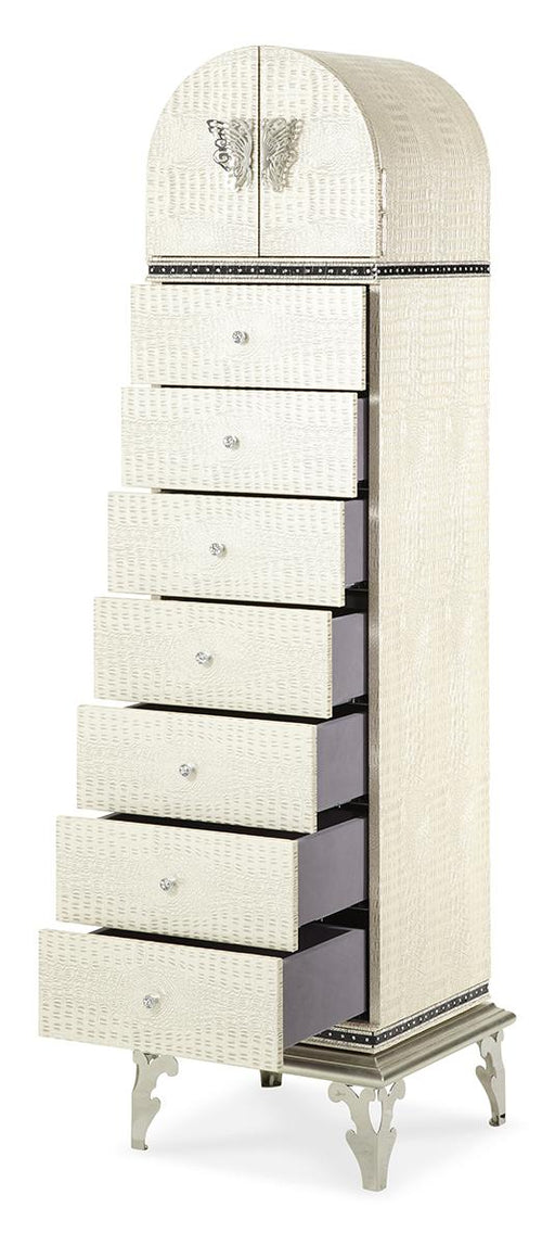 Hollywood Swank Upholstered Swivel Lingerie Chest in Crystal Croc - Furniture Max (Falls Church,VA) *