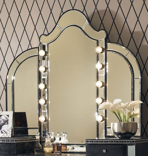 Hollywood Swank Vanity Mirror in Black Iguana - Furniture Max (Falls Church,VA) *