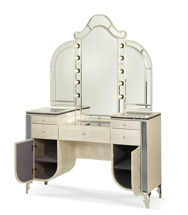 Hollywood Swank Vanity Mirror in Crystal Croc - Furniture Max (Falls Church,VA) *