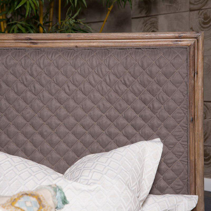 Hudson Ferry Queen Diamond-Quilted Panel Bed in Driftwood (Gray Fabric) - Furniture Max (Falls Church,VA) *