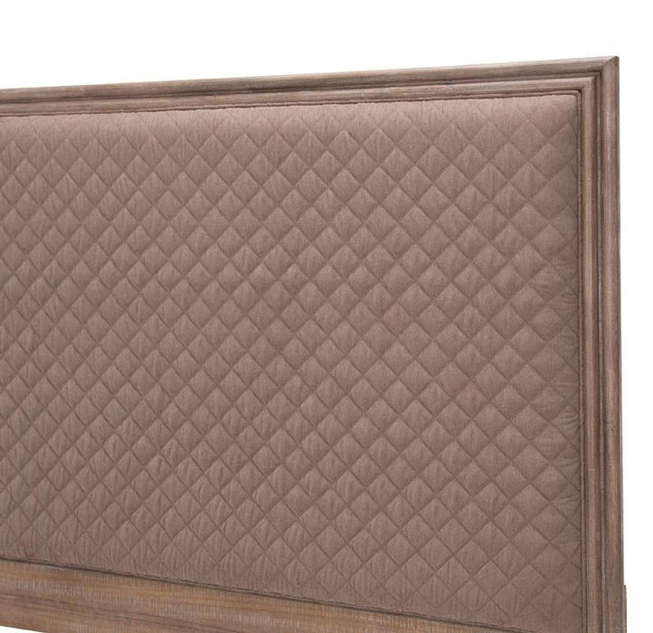 Hudson Ferry Queen Diamond-Quilted Tufted Panel Bed in Driftwood (Brown Fabric) - Furniture Max (Falls Church,VA) *