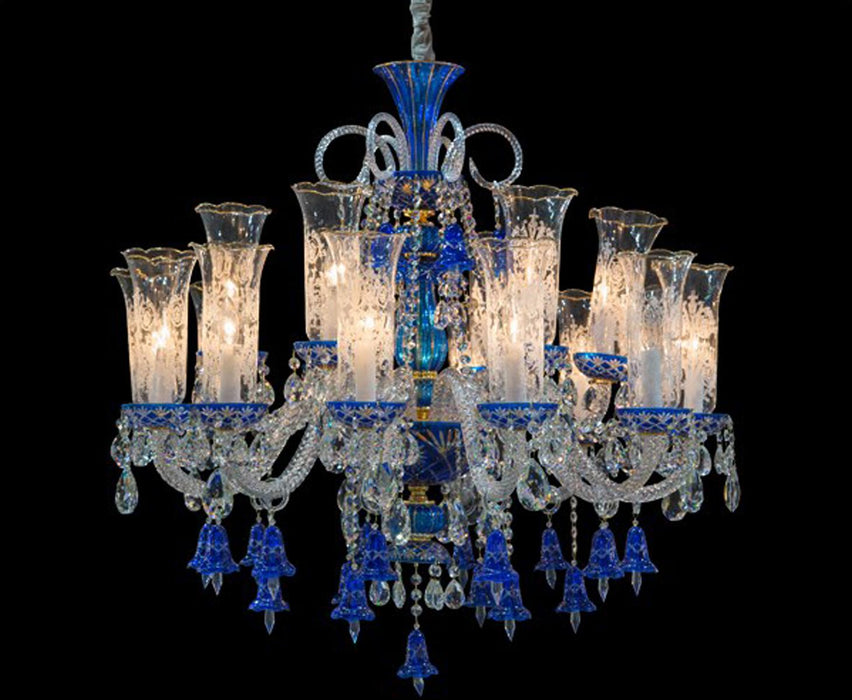 Lighting Winter Palace 18 Light Chandelier in Blue, Clear and Gold - Furniture Max (Falls Church,VA) *