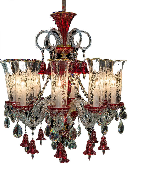 Lighting Winter Palace 8 Light Chandelier in Red, Clear and Gold - Furniture Max (Falls Church,VA) *
