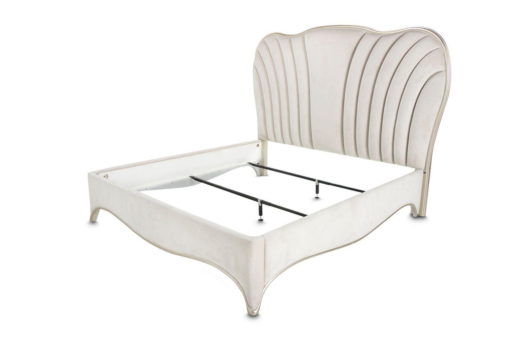 London Place Cal King Upholstered Panel Bed in Creamy Pearl - Furniture Max (Falls Church,VA) *