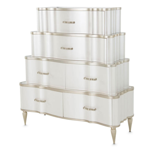 London Place Tiered 6-Drawer Chest in Creamy Pearl - Furniture Max (Falls Church,VA) *