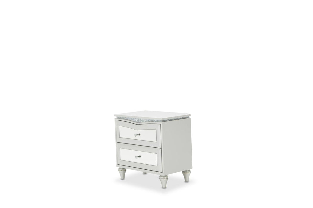 Melrose Plaza Upholstered Nightstand in Dove - Furniture Max (Falls Church,VA) *