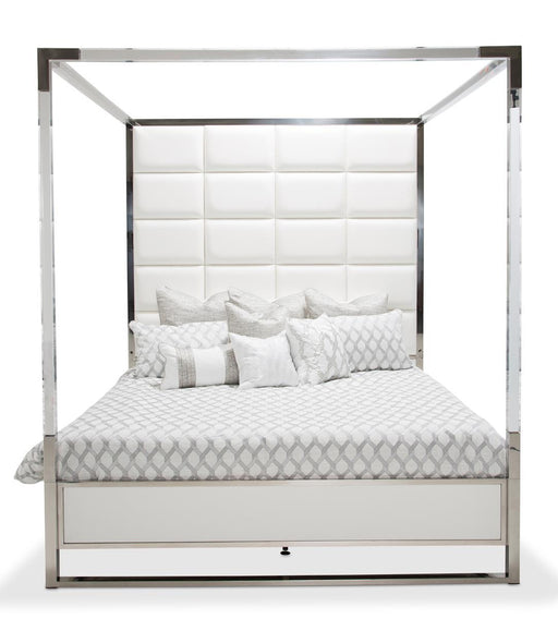 State St California King Metal Canopy Bed in Glossy White - Furniture Max (Falls Church,VA) *