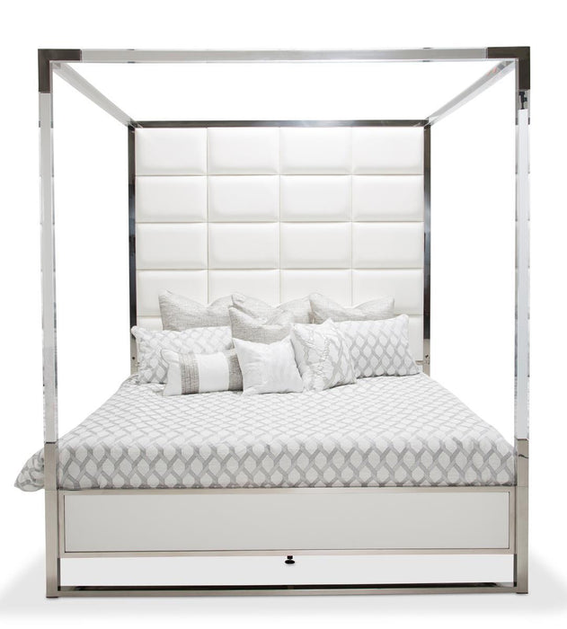 State St King Metal Canopy Bed in Glossy White - Furniture Max (Falls Church,VA) *