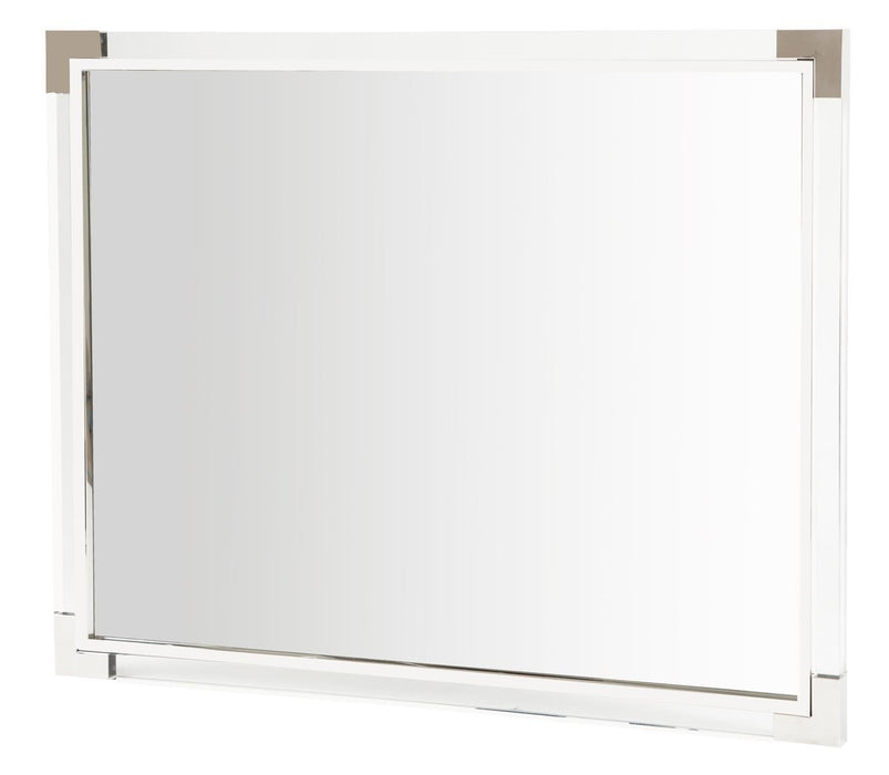 State St Metal Wall Mirror in Glossy White - Furniture Max (Falls Church,VA) *