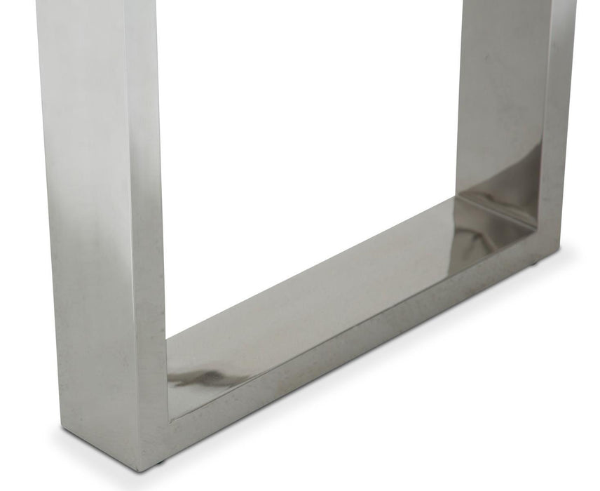State St Rectangular Dining Table with Glass Top in Glossy White - Furniture Max (Falls Church,VA) *