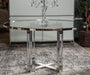 State St Round Dining Table with Glass Insert in Stainless Steel - Furniture Max (Falls Church,VA) *