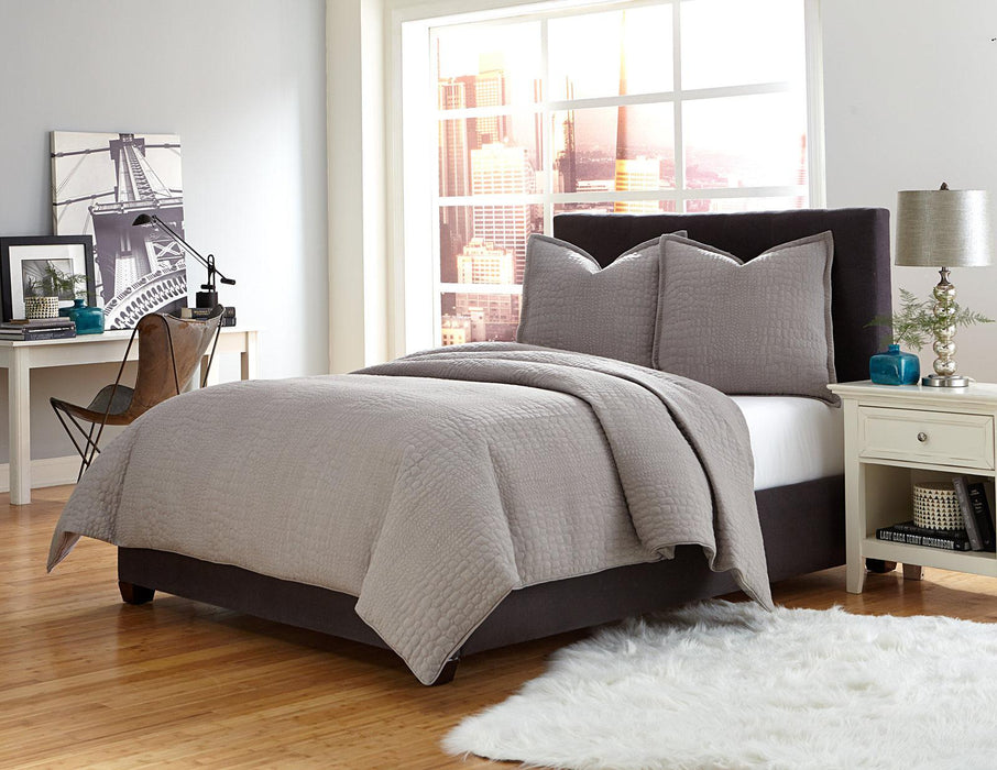 Trent 3-pc Queen Coverlet/Duvet Set in Gray - Furniture Max (Falls Church,VA) *