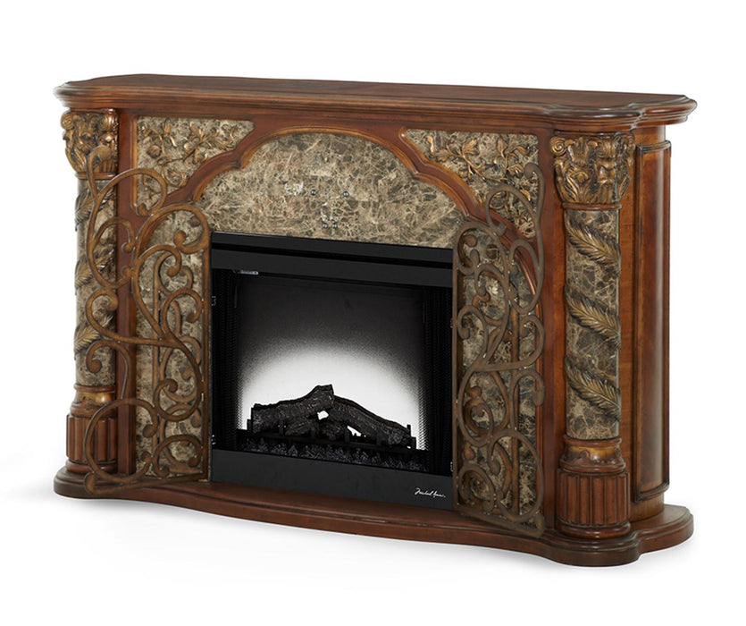 Villa Valencia 2pc Fireplace w/Insert w/Heater and LED Lights in Classic Chestnut - Furniture Max (Falls Church,VA) *