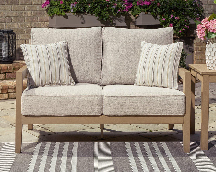 Hallow Creek Outdoor Loveseat with Cushion - Furniture Max (Falls Church,VA) *