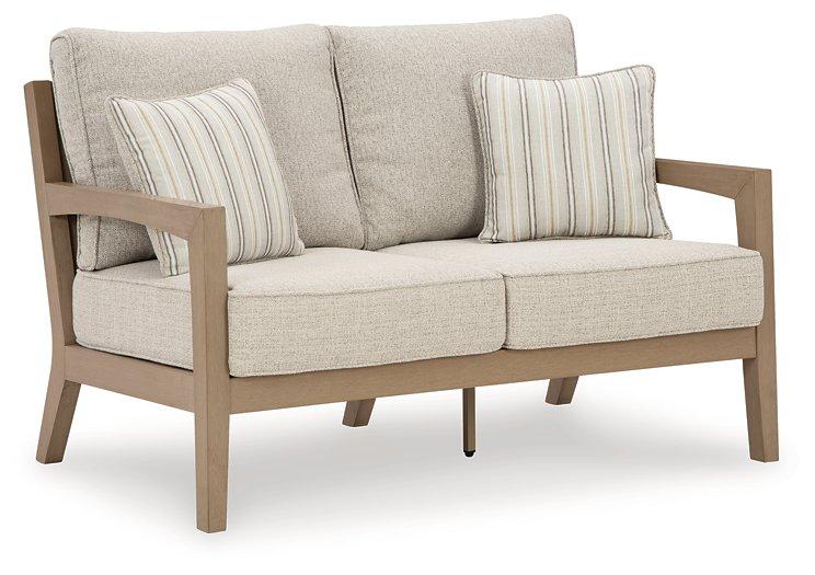 Hallow Creek Outdoor Loveseat with Cushion - Furniture Max (Falls Church,VA) *
