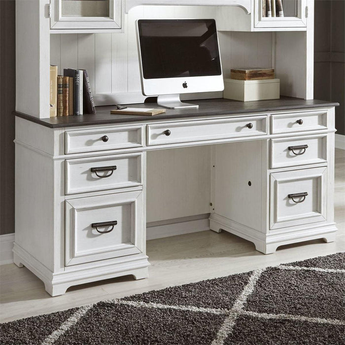 Liberty Allyson Park Jr. Executive Credenza with Hutch in Wirebrushed White - Furniture Max (Falls Church,VA) *