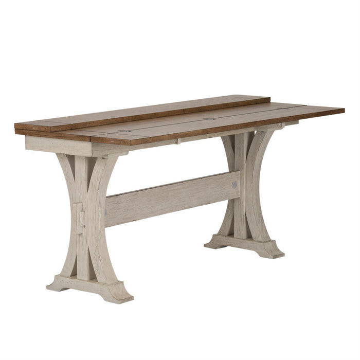 Liberty Farmhouse Reimagined Flip Lid Sofa Table in Antique White - Furniture Max (Falls Church,VA) *